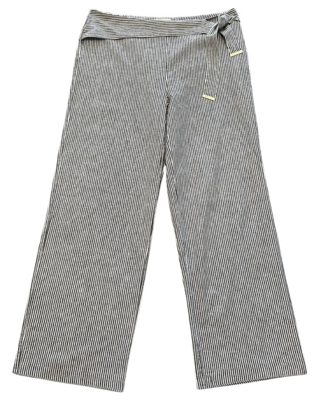 Michael Kors Wide Leg Pants Size 12 Linen/Cotton Black & White Striped - Picture 1 of 7